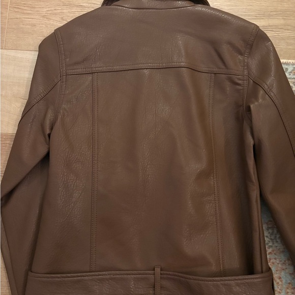 Old Navy Brown Moto Faux Leather Belted Jacket - Picture 6 of 6